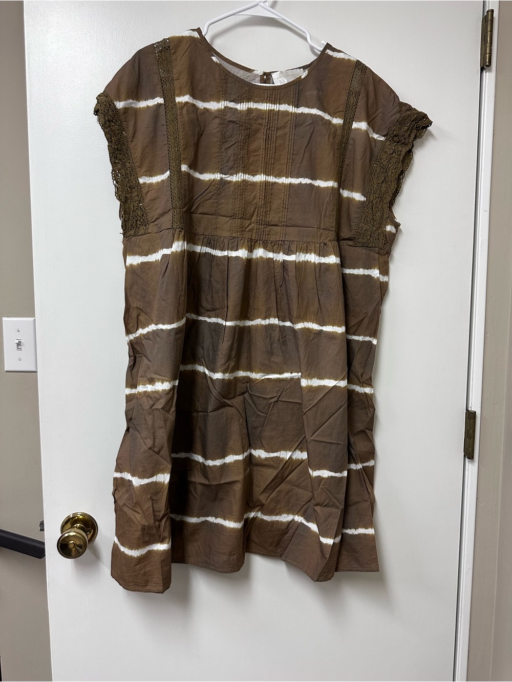 Corey Lynn Calter Brown and White Striped Mini Dress